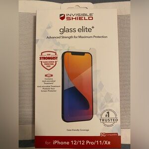 NWT Zagg Glass Elite+ clear screen protector for iPhone 12/12pro 11/XR
